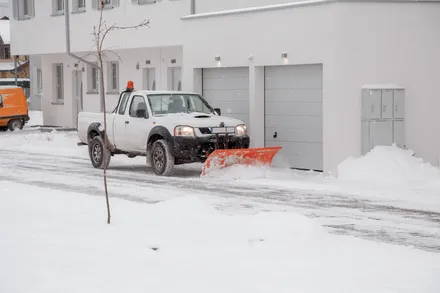 North Shore Snow truck salting a parking lot